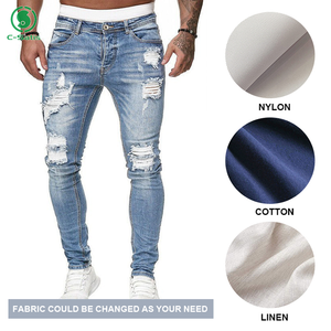 Jean <span class=keywords><strong>skinny</strong></span> déchiré pour <span class=keywords><strong>homme</strong></span>, coupe slim et fuselée, en denim extensible, style streetwear décontracté, modèle crayon, très vendu en Europe et en Amérique - Product Image 5