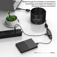 Amplificador de señal activa de alta velocidad USB2.0 USB 2,0, Cable de extensión macho-hembra con filtro de amplificador de señal IC