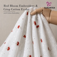 Tissu Personnalisé en Coton Voile Blanc à Séchage Rapide, Broderie Œillet Fleurie pour Vêtements : Chemises et Blouses