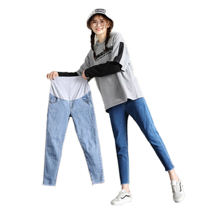 प्लस आकार के मातृत्व नरम जींस 4xl खिंचाव पैंट फिट बेबी बम्प गर्भवती डेनिम पैंट हार्म पैंट - Product Image 2