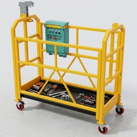 Plataforma de Trabalho Amarela para Empilhadeira, Cesto Gondola com Corrimãos e Trava Manual para Canteiro de Obras