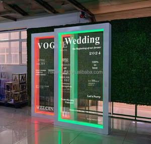 Photomaton Vogue <span class=keywords><strong>Magazine</strong></span> en métal blanc direct d'usine avec boîte Photo en fer en forme de rectangle léger avec numéro LED pour mariage - Product Image 2