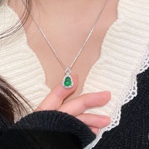 Collar de Plata de Ley S925 con Colgante de Jadeíta Verde Yang en Forma de Calabaza, Elegante y Transparente, para Mujer - Product Image 2