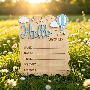 Décoration de chambre d'enfant personnalisée, annonce de naissance de bébé de 15 cm, chanson « Hello World », statistiques de naissance, nouveau-né, pour cadeaux d'hôpital - Product Image 1