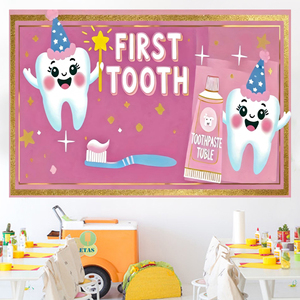 Toile <span class=keywords><strong>de</strong></span> fond rose sur le thème du premier dôme, fond photographique dentaire rose, bannière pour le premier dôme <span class=keywords><strong>de</strong></span> bébé, dentifrice, brosse à <span class=keywords><strong>dents</strong></span>, pour photo <span class=keywords><strong>de</strong></span> dentiste - Product Image 2