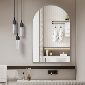 <b>Silver</b> Metal Framed Arched Bathroom <b>Mirror</b> 24x32 Inch Wall Mount Vanity <b>Mirror</b> - Product Image 1