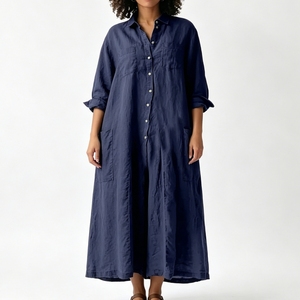 Mono <span class=keywords><strong>de</strong></span> mujer <span class=keywords><strong>de</strong></span> mezcla <span class=keywords><strong>de</strong></span> <span class=keywords><strong>lino</strong></span> con botones, <span class=keywords><strong>de</strong></span> pierna ancha, manga larga, informal y holgado, estilo Sehe Fashion - Product Image 2