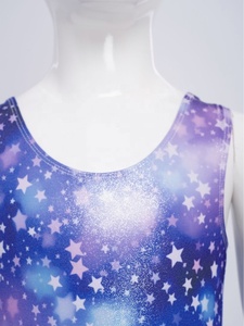 Traje de baile de salón para niñas de 3 a 11 años, leotardo de gimnasia con estampado de estrellas, mono hasta el muslo para entrenamiento, patinaje artístico - Product Image 3