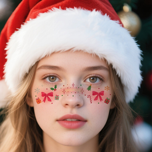Tatouages temporaires <span class=keywords><strong>de</strong></span> Noël, autocollants pour le visage, dessin animé coquin, réaliste, nœud, baies, <span class=keywords><strong>flocon</strong></span> <span class=keywords><strong>de</strong></span> <span class=keywords><strong>neige</strong></span>, <span class=keywords><strong>tatouage</strong></span> imperméable pour le visage, le cou, le bras - Product Image 3