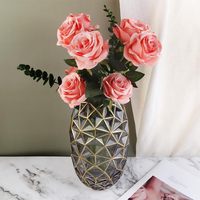 Vase en verre en forme de diamant pour arrangement floral, décoration d'intérieur pour salon et table à manger