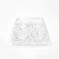 Conteneur alimentaire en plastique transparent pour 4 tartelettes aux œufs, emballage en coquille pour desserts et pâtisseries, avec couvercles, vente en gros d'usine