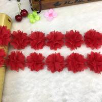 Fleurs en tissu de mousseline 3D, franges en dentelle, ruban, garniture en organza, applique en tissu, accessoires de couture pour robe