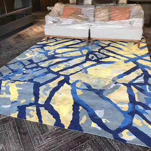 森/湖/草風景カスタムウールラグ手作りふわふわカーペットとラグリビングルーム大きなシャグハンドタフテッドラグ - Product Image 3