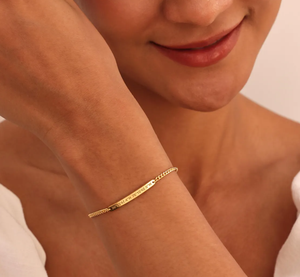 Bracelet personnalisé avec message, bracelet à barre gravée avec nom, bracelet fin gravé sur chaîne <span class=keywords><strong>gourmette</strong></span>, <span class=keywords><strong>en</strong></span> acier inoxydable, cadeau d'anniversaire pour maman - Product Image 4