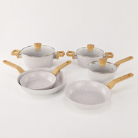 Ensemble de casseroles et poêles antiadhésives AXA 6 pièces, revêtement céramique, sans PTFE ni PFOA, couleur crème verte, compatible gaz et induction, pour usage domestique