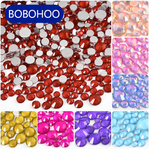 Strass en verre à dos plat BOBOHOO, 1440 pièces, tailles mixtes SS6-SS20, strass en cristal non thermocollant couleur moka pour nail art - Product Image 2