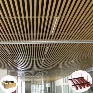 Design moderno <span class=keywords><strong>quadrato</strong></span> deflettore a griglia sistema di legno grano in alluminio soffitto per centro commerciale funzione ignifuga facile installazione - Product Image 3