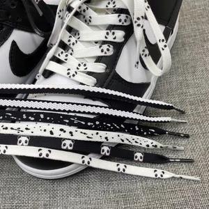 Tali sepatu kustom katun poliester, Sneaker datar tali sepatu cetak dengan ujung logam - Product Image 2