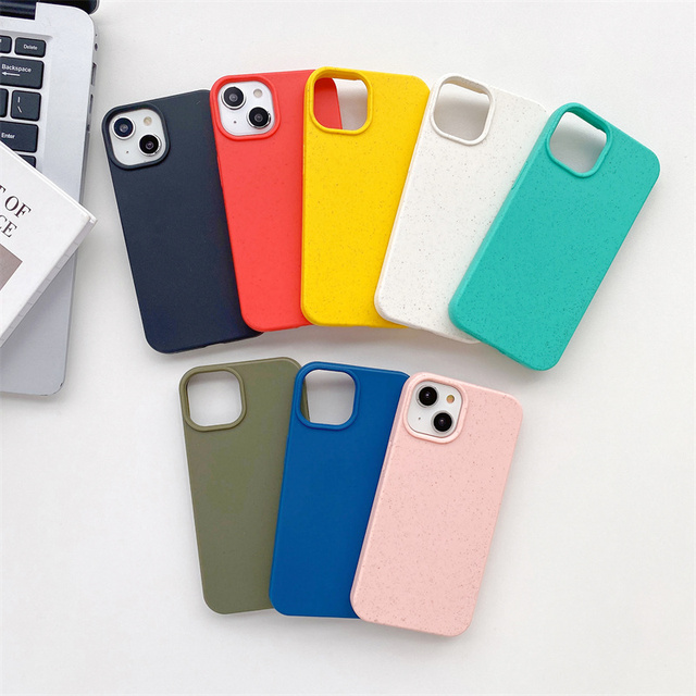 Shockproof Recycled Phone Case Environment Protection Wheat Straw Biodegradable Back Cover for iPhone 12 13 14 15 16 17 Pro Max