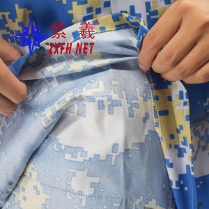 Fábrica de abrigos de camuflaje azules a prueba de polvo de la marca Shanghai Zixi, venta de una sola pieza, dropshipping disponible, abrigo de camuflaje a prueba de viento. - Product Image 2