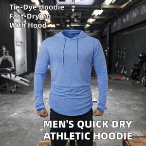 Sweat-shirt à capuche de sport décontracté pour homme, de haute qualité, à manches longues, à séchage rapide, à motif tie-dye, pour l'entraînement estival - Product Image 2