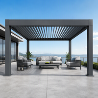 Pérgola Comercial Resistente, Retráctil, con Recubrimiento en Polvo, Impermeable, Resistente al Viento, 120 km/h, 6 Metros de Envergadura, Techo de Láminas Motorizado