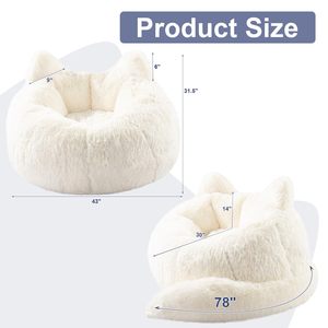 Fauteuils géants en fausse fourrure avec rembourrage, canapé paresseux en forme de chat en peluche moelleuse, confortable pour chambre à coucher - Product Image 2