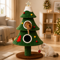 Sapin Noël Arbre à Chat 3 Niveaux Grotte Chat Panier Chat Griffoir Bois Boule Suspendue Toutes Saisons Intérieur Chats Moyens