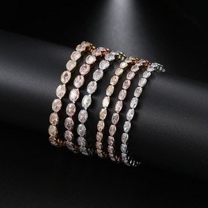 <b>Women</b> Minimalist Hip Hop Wedding Jewelry Iced Out Rose Gold Plated <b>Bracelets</b> Geometric <b>Crystal</b> Zircon Tennis Chain - Product Image 6