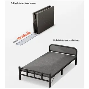 Tempat tidur lipat multifungsi, tempat tidur lipat Super portabel dengan papan keras bingkai besi untuk kantor tunggal Hotel Siswa Asrama - Product Image 4
