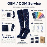 Chaussettes de compression personnalisées à pois, hauteur genou, 15-20 mmHg, 20-30 mmHg, compression graduée, OEM, ODM, marque privée