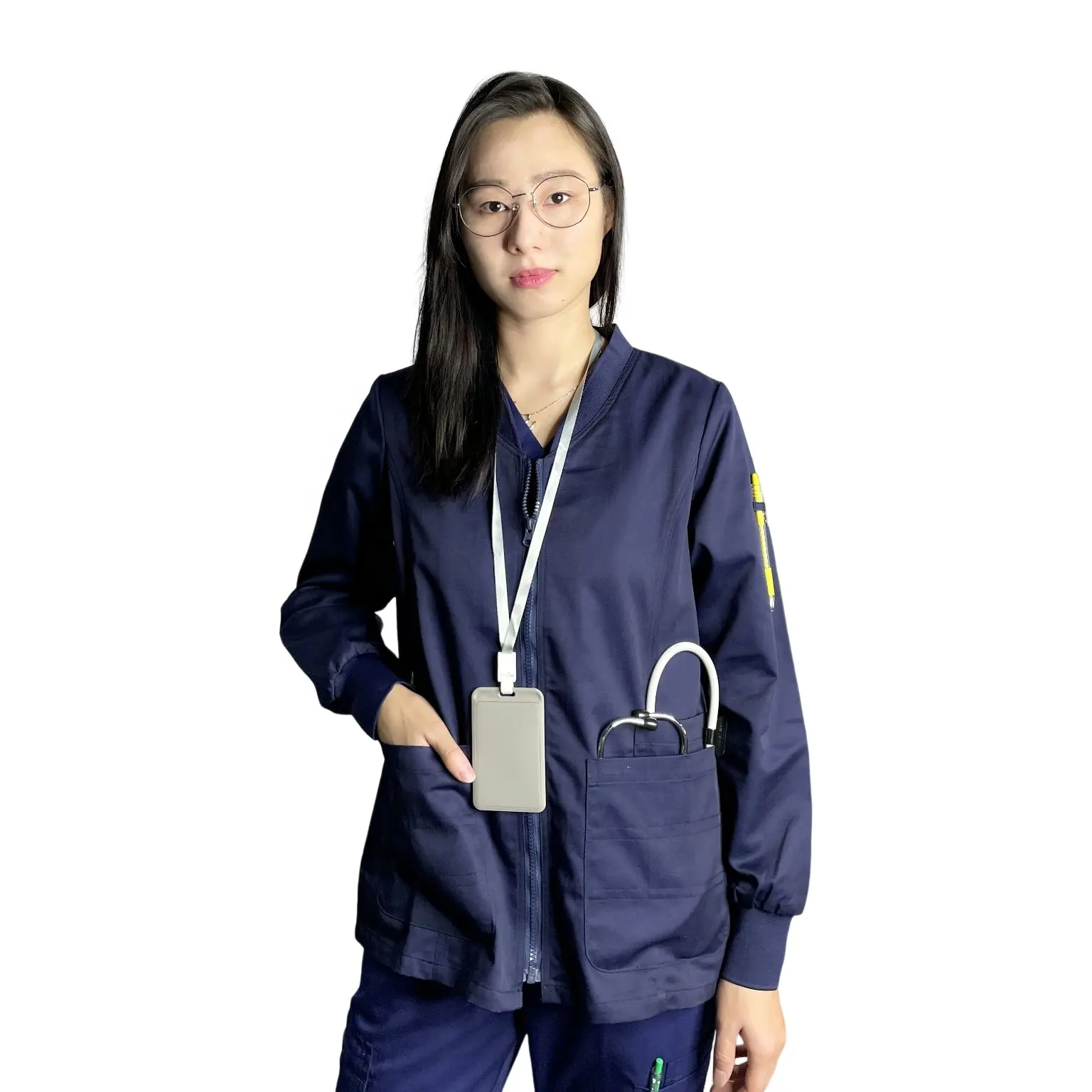 Hot Sale Factory Benutzer definierte bequeme Krankenhaus Pflege Peeling Jacke für Krankens ch western Uniform Reiß verschluss Jacke Peelings Jogger Jacke