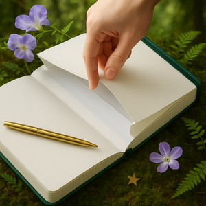 Cuaderno de Cuero PU Verde con Grabado de Pájaro y Hoja de Corazón, Elegante Diario con Lámina Dorada y Esquinas Redondeadas - Product Image 5