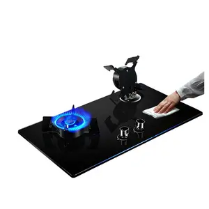 Lyroe Hot Sale Tempered Glass Surface Double Power Burner Gas Cooktops