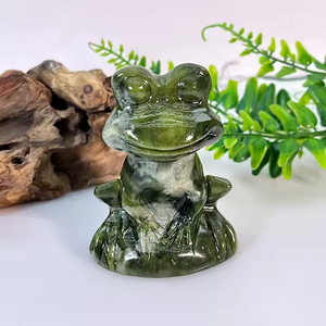 Wholesale Obsidian Green <strong>Jade</strong> Frog Animal Crystal Crafts Natural Healing <strong>Stones</strong> Carving for Home Decoration and Gifts - Product Image 1