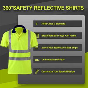 EN20471規格適合、カスタムロゴ入り高視認性ポロTシャツ、反射素材使用、作業服、建設作業員用、男性用高視認性安全服 - Product Image 2