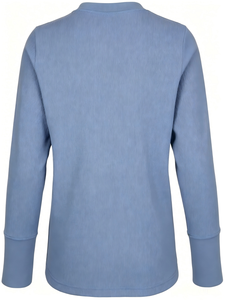 T-shirt côtelé doux de qualité supérieure pour <span class=keywords><strong>femme</strong></span> grande taille, col rond, manches longues, couleur unie, en maille, idéal pour le quotidien et la superposition - Product Image 3