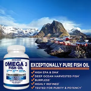 OEM kustom makanan kesehatan alami terkonsentrasi Enteric dilapisi minyak ikan Omega 3 Gel lunak