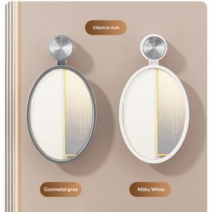 กระจกแต่งหน้ากรอบพลาสติกเคลือบไฟฟ้า แบบติดผนังด้วยถ้วย<span class=keywords><strong>ดูด</strong></span>สุญญากาศ ไม่ต้องเจาะ เหมาะสำหรับห้องน้ำ ห้องสุขา หอพัก และใช้แต่งหน้า - Product Image 5