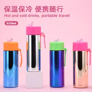 2024 New 650ml phích Cup xách tay Mỹ lớn-miệng thép không gỉ chân không thể thao ngoài trời và du lịch cup Electroplated