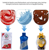 Machine de remplissage et de scellage automatique à 4 têtes de remplissage pour sachets préformés de 10 ml à 100 ml, emballage en sachet Doypack pour aliments et boissons