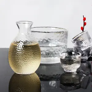 Custom Factory Direct Japanese Style Glass Four Cups Sake Jug Liquor Wine Set Gift Box
