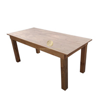 Table et chaises en pin de style rustique pour mariage, vente en gros d'usine, bois massif, style rustique
