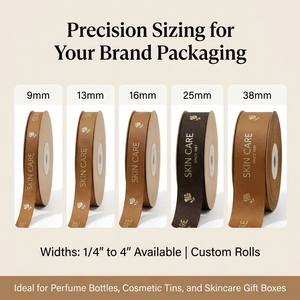 Cinta de Algodón Personalizada con Marca - Rollo de Cinta de Grosgrain de Algodón Natural con Logotipo 3D Personalizado Impreso para Regalo - Product Image 5