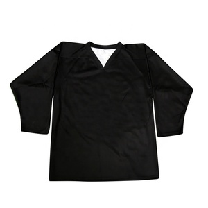Maillot de hockey sur glace vierge, noir uni, vêtements d'équipe de hockey avec impression et numérotation personnalisées - Product Image 1