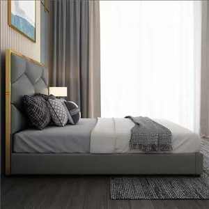 Cama suave tamaño King de gama alta 2025, juegos de cama de cabecero tapizado para dormitorio principal, muebles de Villa de dormitorio de lujo de cuero