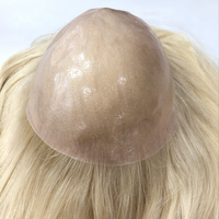 Perruque 100% naturelle pour femmes, toupet, cheveux humains, couleur blond clair, 16 pouces