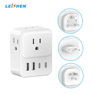 Multiprise murale américaine en cuivre avec 4 prises CA + 2 ports USB-A + 2 ports USB-C – <span class=keywords><strong>Cube</strong></span> d'alimentation multifonction pour voyage et usage domestique - Product Image 2