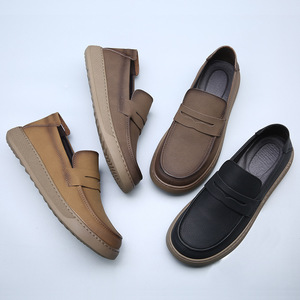 Chaussures de sport décontractées en cuir pour hommes, respirantes, à semelle épaisse, style britannique, à semelle souple, nouvelle collection 2025 - Product Image 4