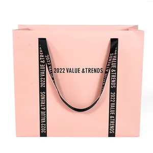 Kunden spezifische bedruckte Marken papiertüten Rosa Schwarz Luxus Geschenk verpackungs taschen Kleidung Einkaufstasche mit Ihrem eigenen Logo